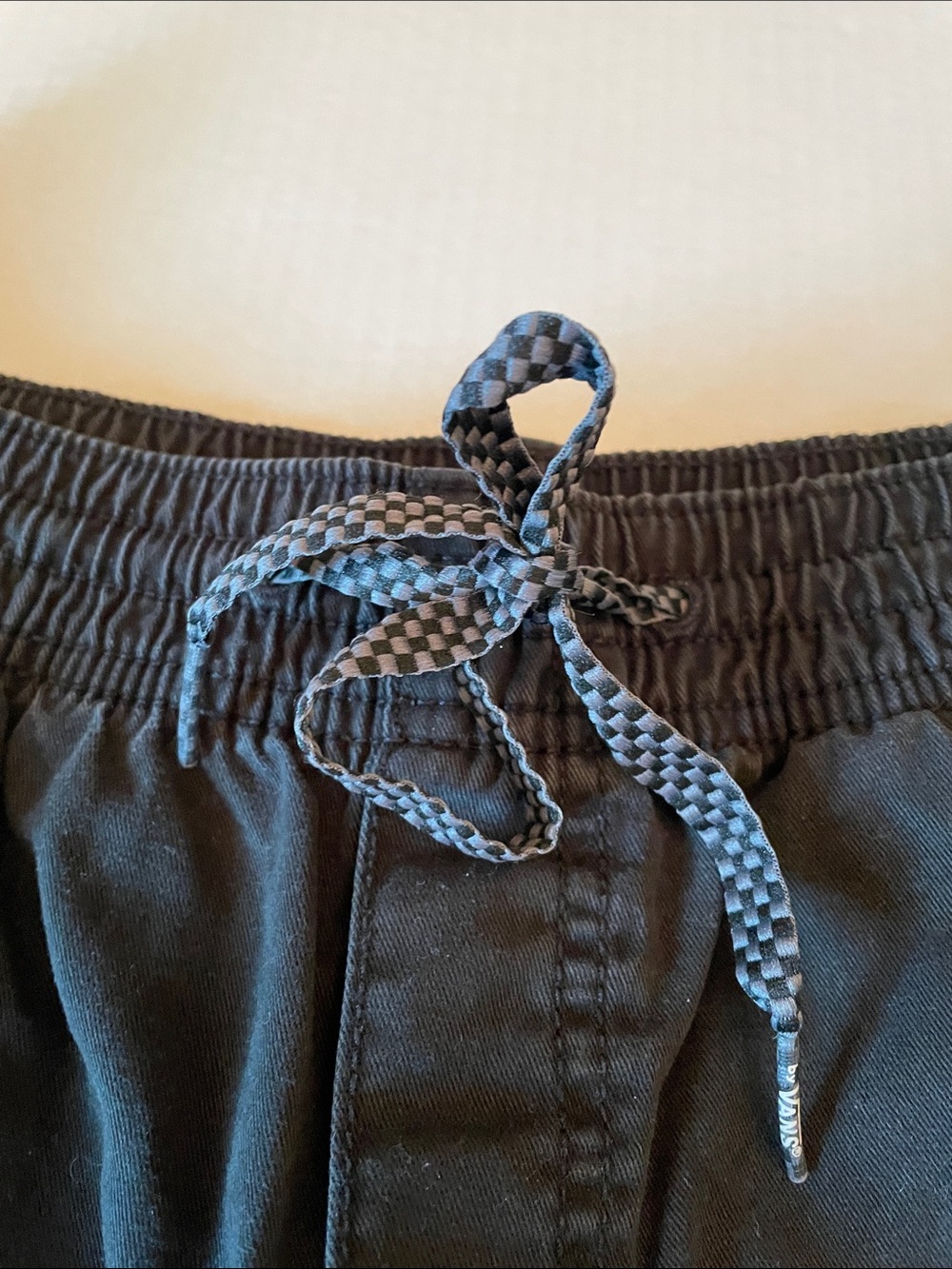 Vans Black Drawstring Waist Shorts with Map-Lined Interior